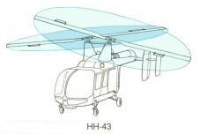 The Kaman HH-43 uses two intermeshing rotors.