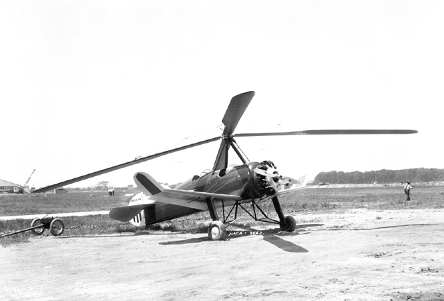 This Pitcairn PAA-1 autogiro was flown at Langley for the NACA investigation of an experimental cantalevered three-bladed roto