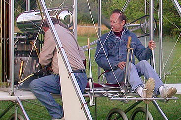 Greg Cone and Ken Hyde during engine thrust tests.