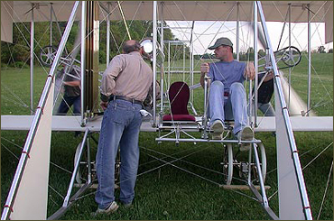 Bill Honen at the controls of the Model B as it is started for a taxi test.