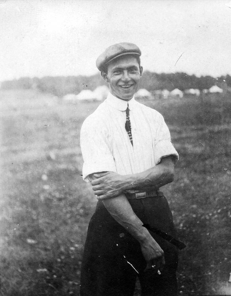 Walter Brookins in a field.