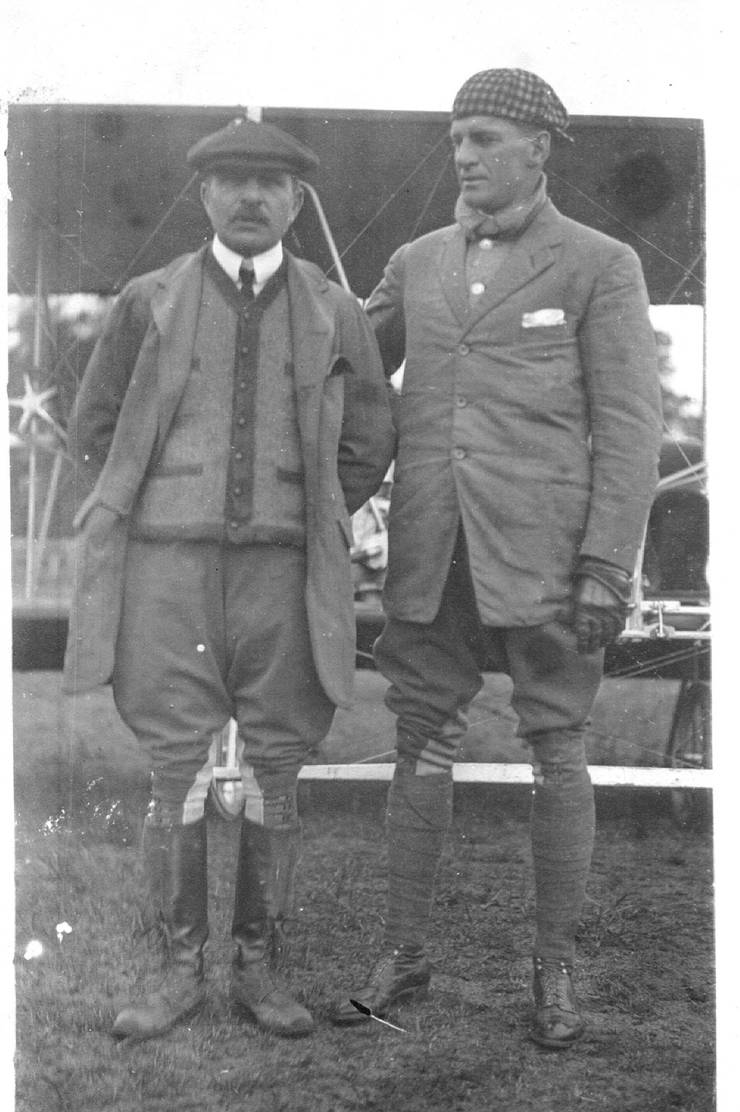 Frank Coffyn (right) and unidentified man in front of a Wright Model B.
