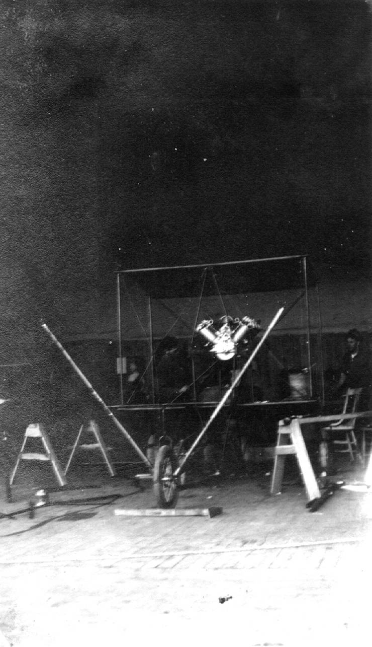 Curtiss aircraft during assembly, possibly in Atlantic City.
