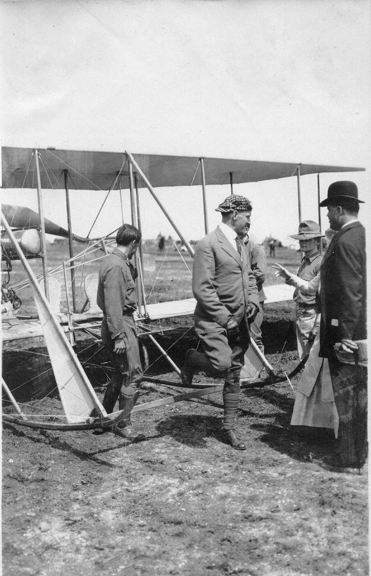 Frank Coffyn stepping away from a Model B in Fort Sam Houston, Texas.