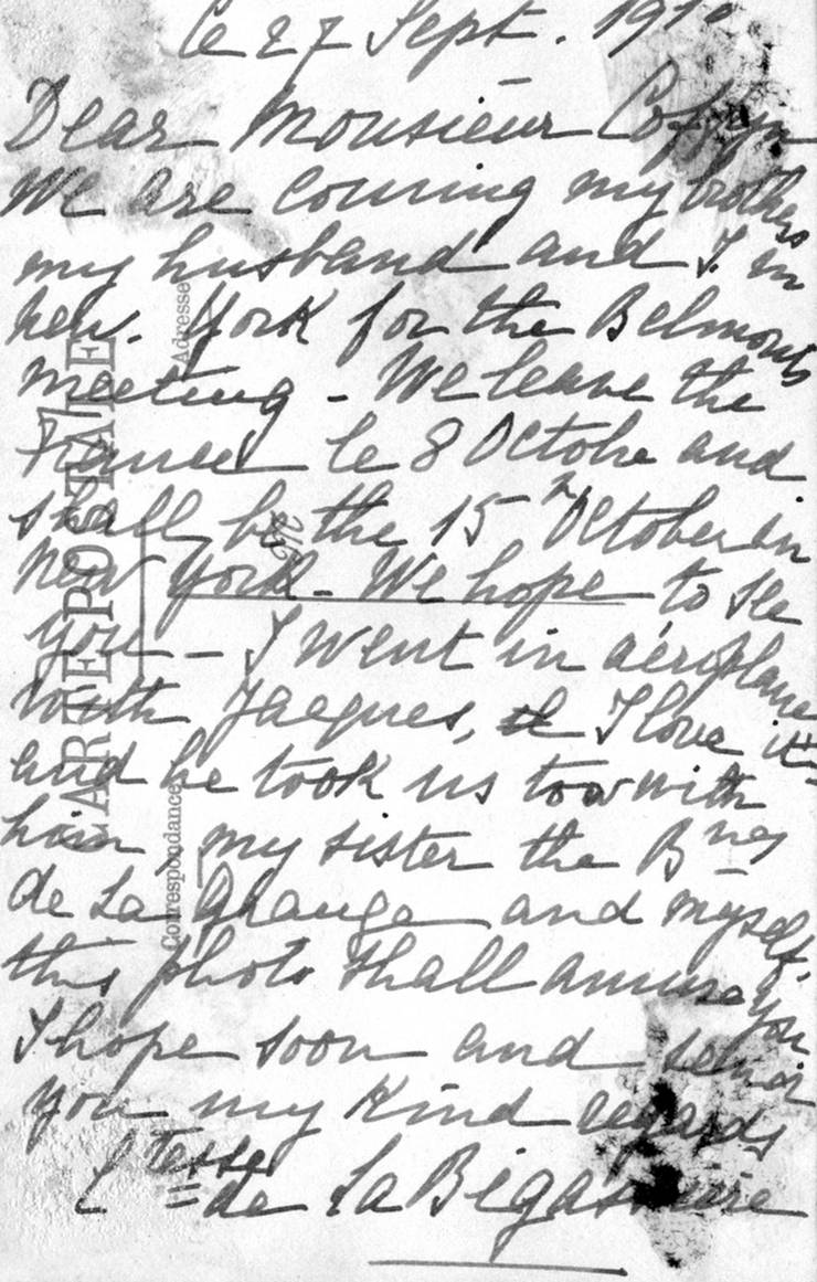 Reverse of postcard to Frank Coffyn