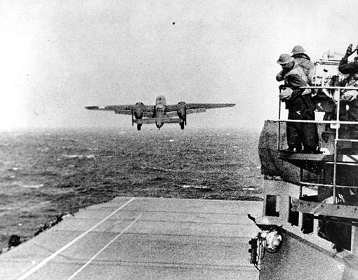 B-25 lifts off on Doolittle raid