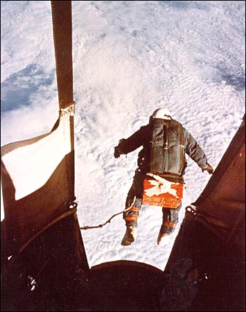 Joseph Kittinger's high-altitude jump, 1960.