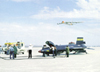 X-15 on lakebed with B-25 mothership flyover