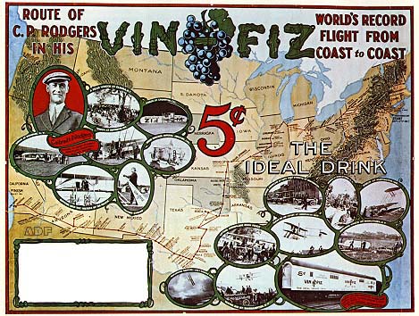 Vin Fiz poster with route