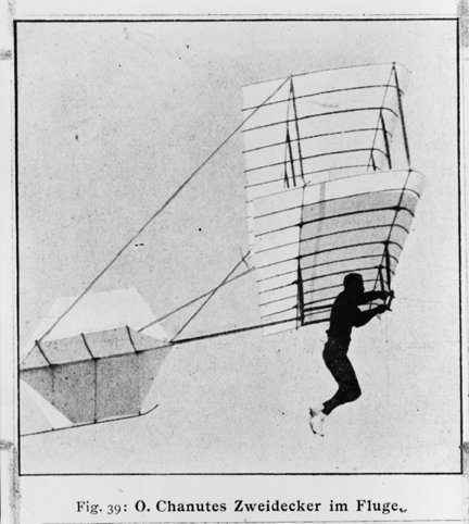 Octave Chanute's flying biplane glider, also known as the Chanute-Herring glider - 1896