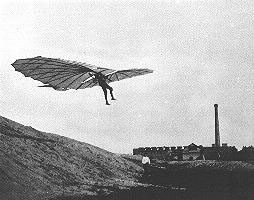 Lilienthal piloting his 1896 glider.