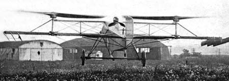 The Berliner 1921 single-wing rotary-powered helicopter had deflector vanes at the wing tips