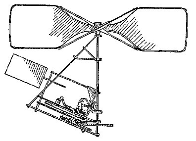 Pom,s and de la Pauze proposed in 1871 an apparatus that was powered by a gunpowder motor