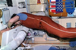Astronaut Thagard in Mir spacecraft