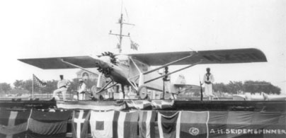 Spirit of St. Louis on deck of aircraft carrier
