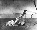 The wreck of the 1900 glider.